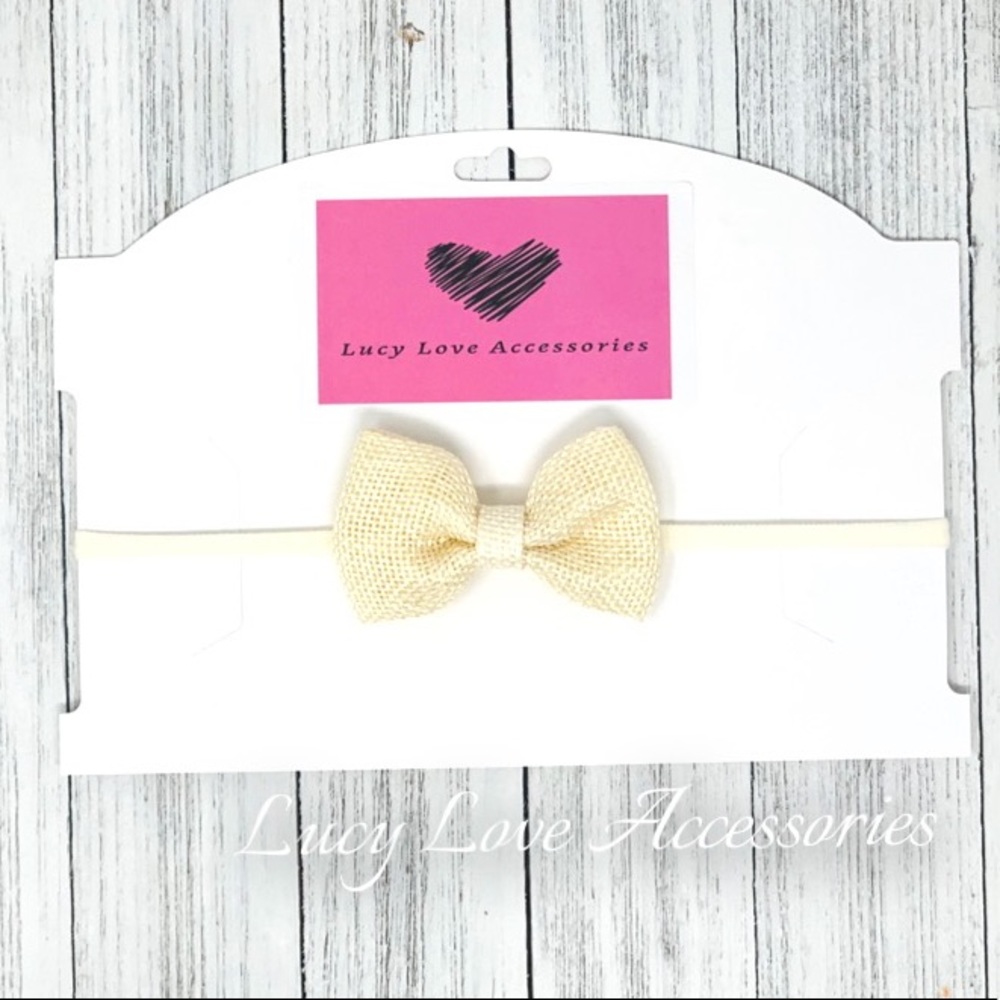 Handmade burlap ivory 3” bow headband!